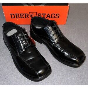 Deer Stags Black Htec Gabe Mens Shoes Size 7 M Lace up Square Toe NIB
